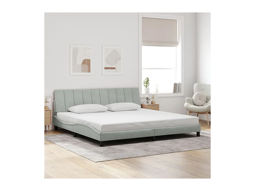 Letto per adulti | Letto matrimoniale | Giroletto senza Materasso Hanko Grigio Chiaro 200x200 cm Velluto