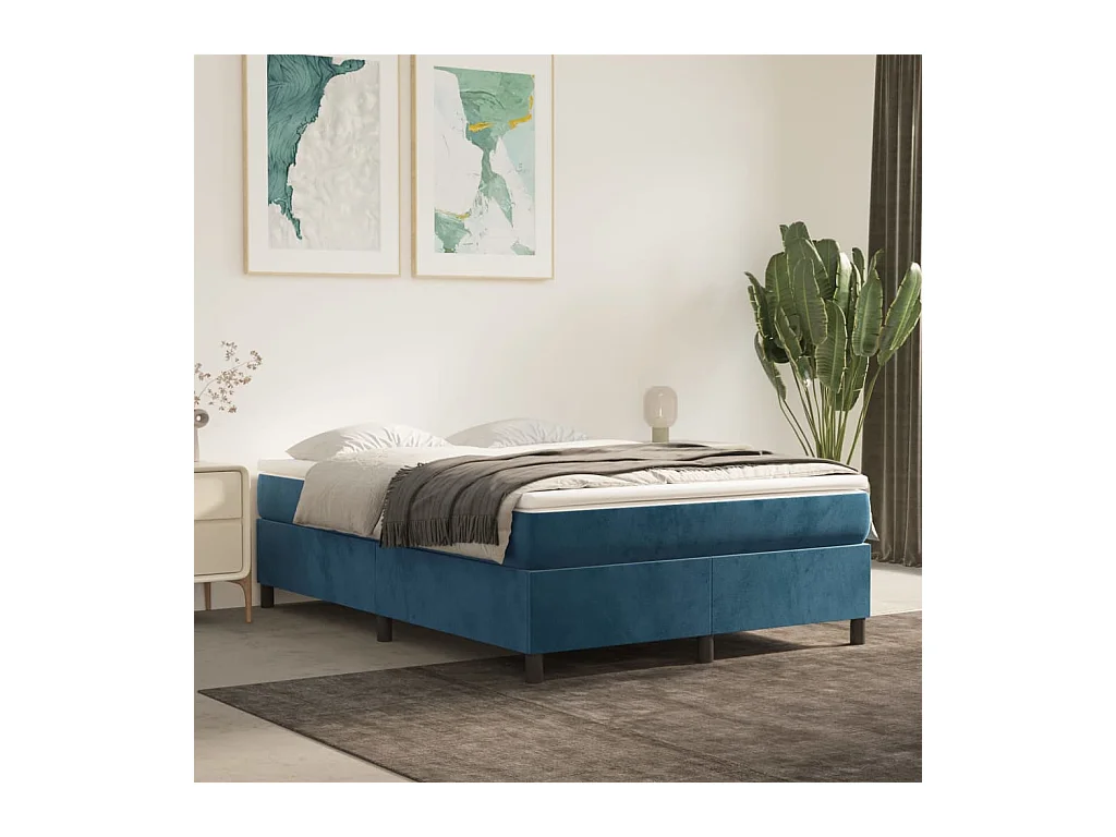 Lit double | Lit adulte | Cadre de lit bleu foncé 140x200 cm velours
