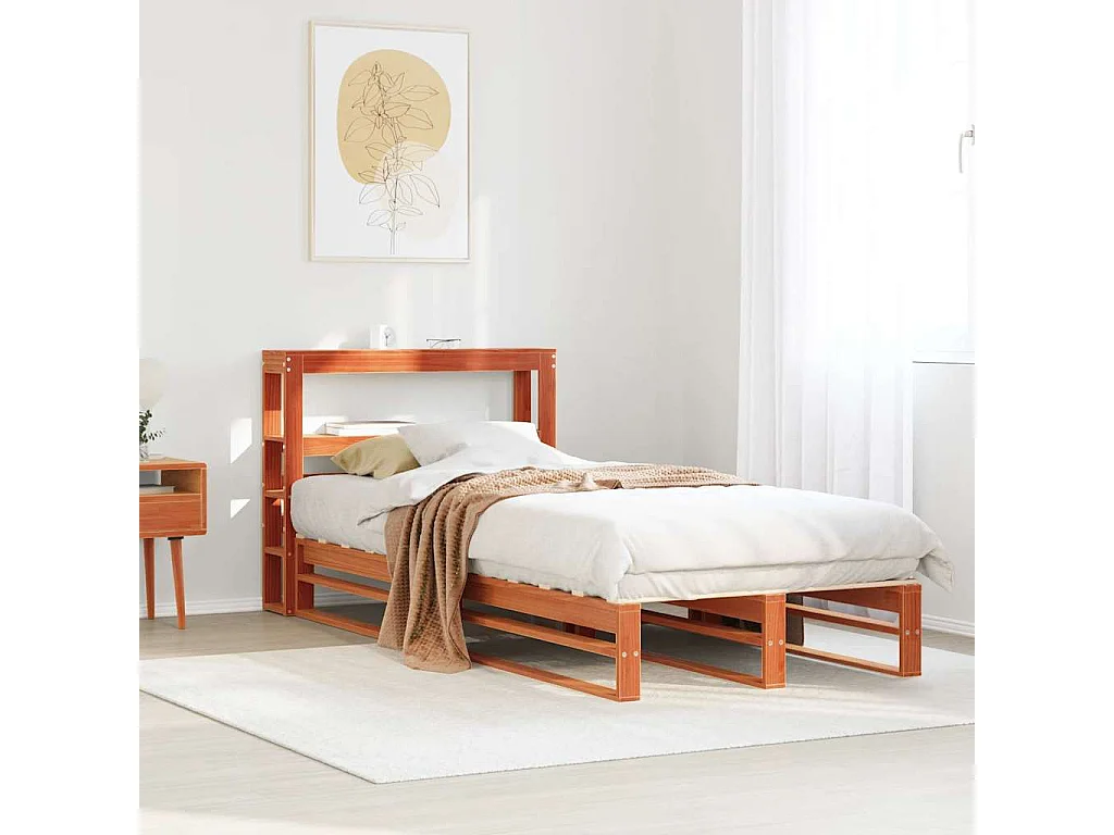 Lit simple | Lit adulte, enfant | Cadre de lit cire marron 75x190 cm bois pin massif