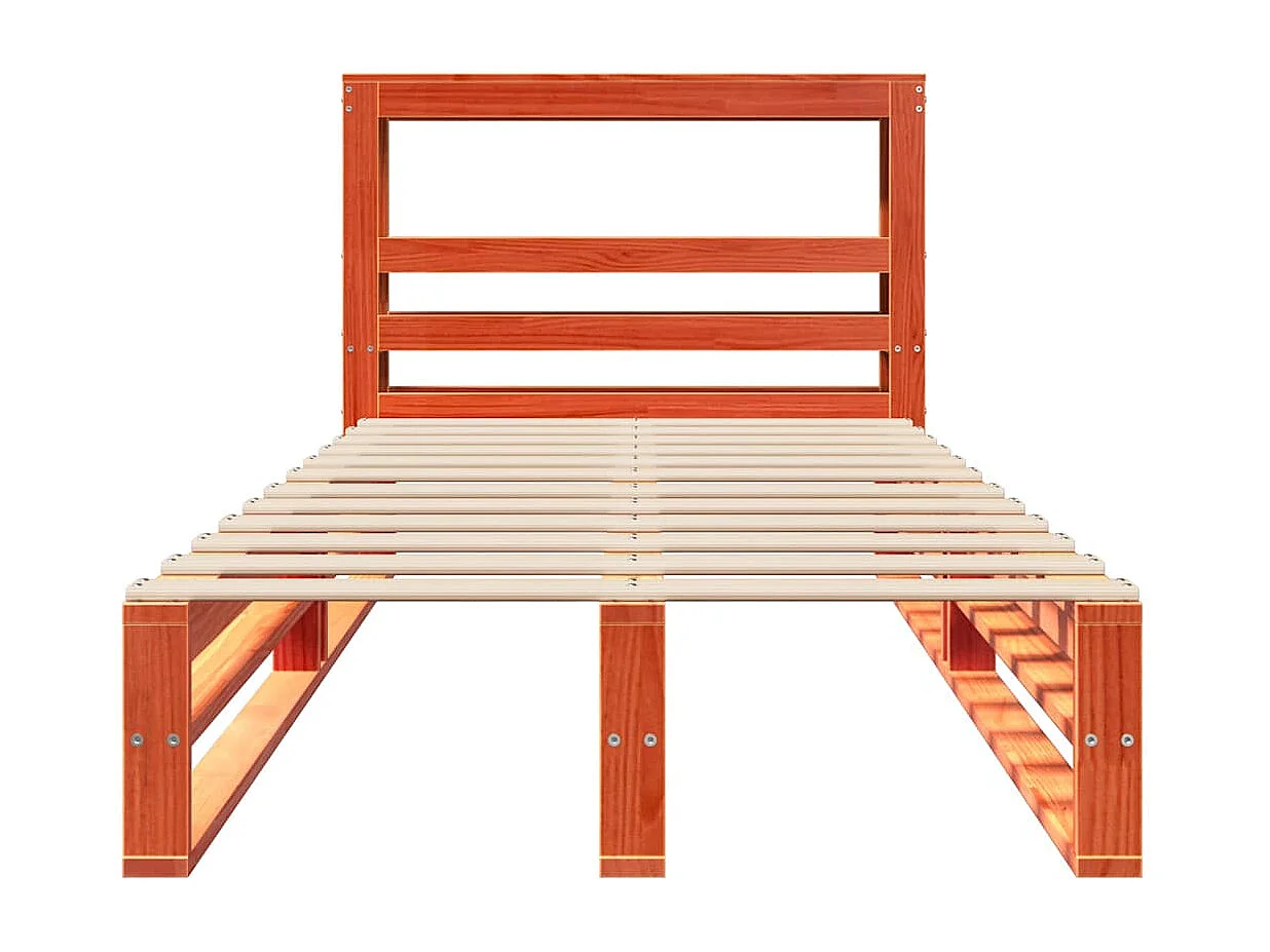 Lit simple | Lit adulte, enfant | Cadre de lit cire marron 75x190 cm bois pin massif