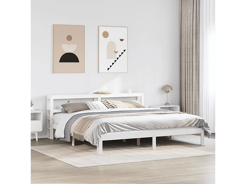 Letto per adulti | Letto matrimoniale | Giroletto con Testiera senza Materasso Bianco 200x200 cm