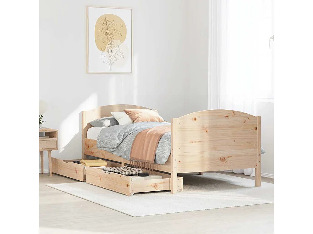 Lit simple | Lit adulte, enfant | Cadre de lit 90x190 cm bois de pin massif