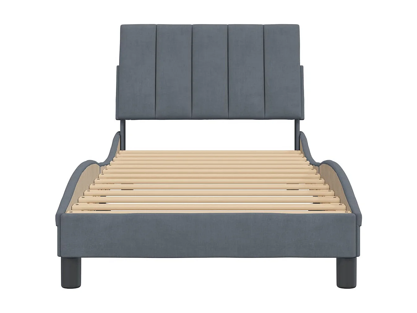 Bedframe | Eenpersoonsbed zonder matras "Hanko" 90x190 cm fluweel donkergrijs