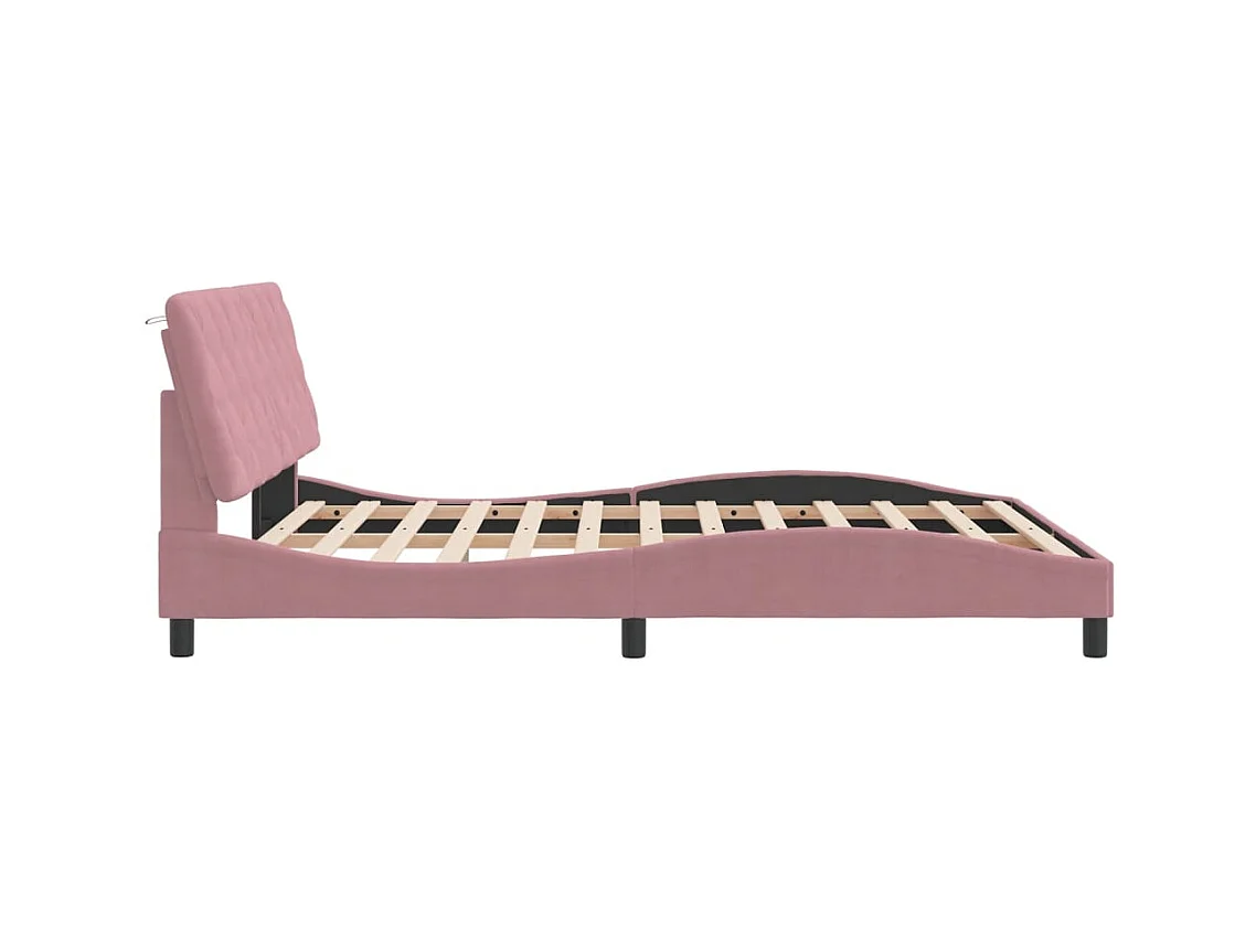Lit double | Lit adulte | Cadre de lit avec LED rose 160x200 cm velours