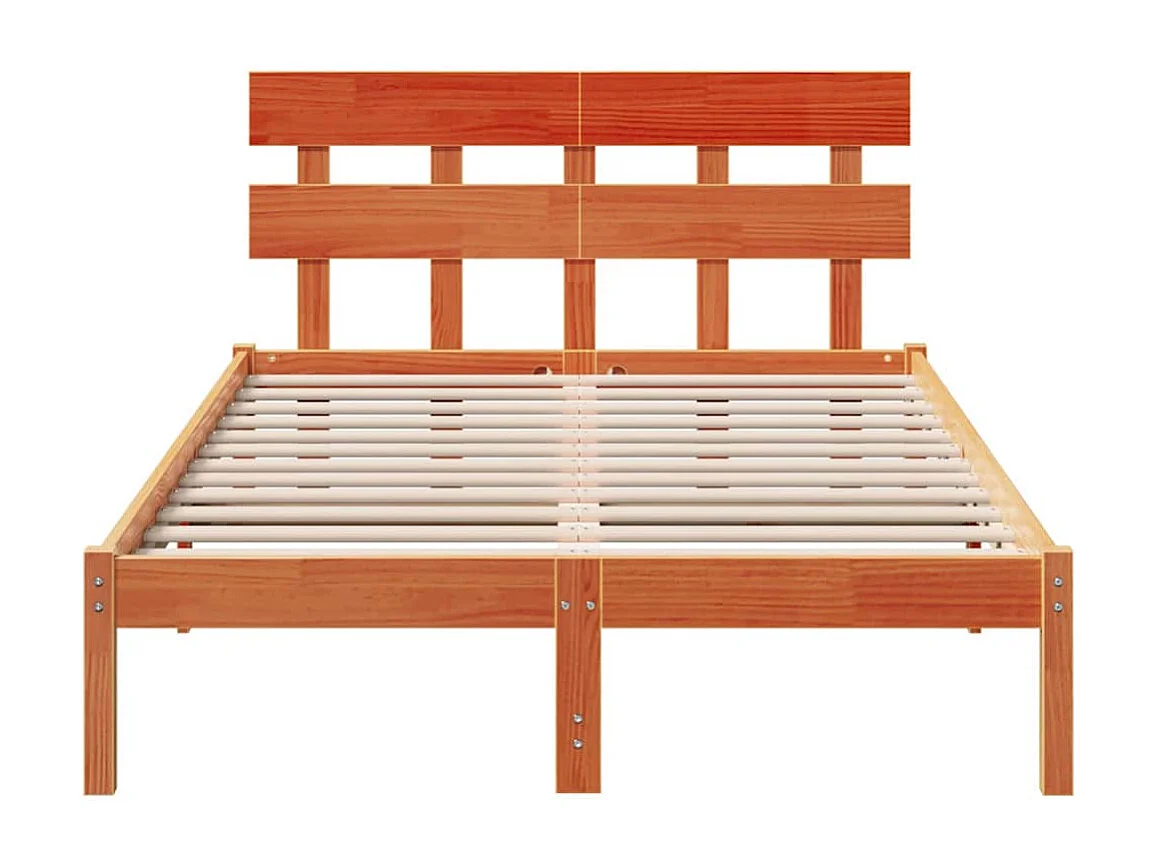 Lit double | Lit adulte | Cadre de lit Marron 135x190 cm Bois de pin massif