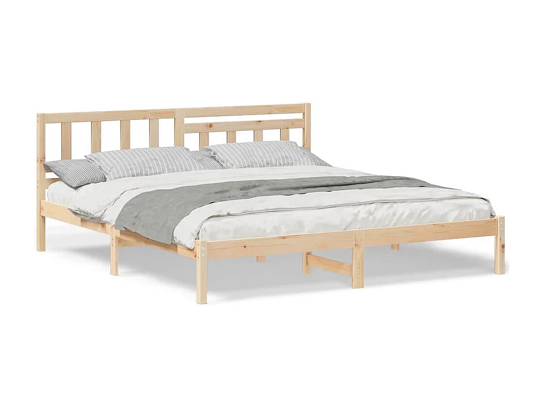 Lit double | Lit adulte | Cadre de lit Marron 200x200 cm Bois massif en pin