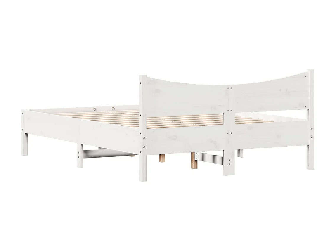 Lit double | Lit adulte | Cadre de lit blanc 140x190 cm bois de pin massif