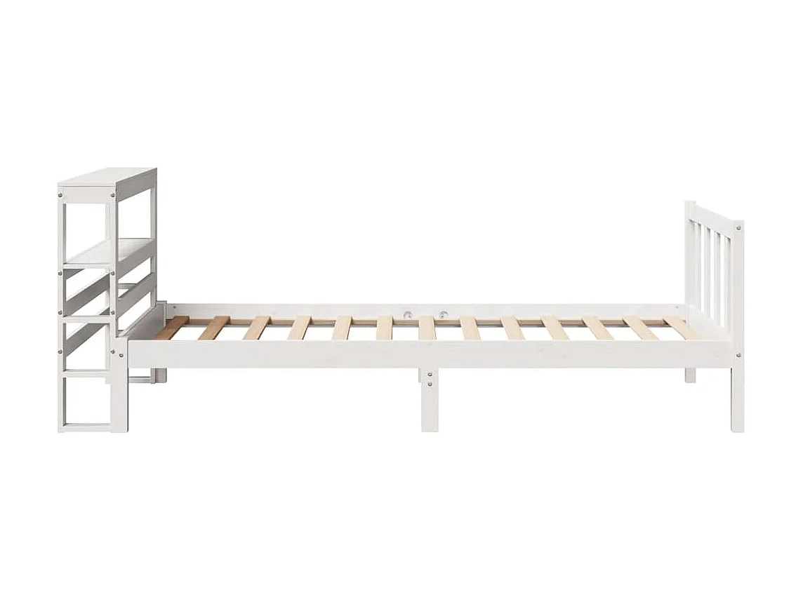 Lit simple | Lit adulte, enfant | Cadre de lit blanc 90x190 cm bois de pin massif