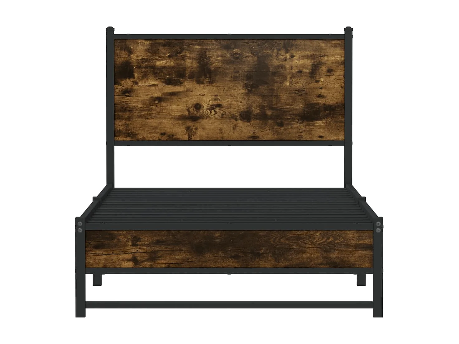 Letto per adulti | Letto singolo | Giroletto senza Materaso in Metallo Rovere Fumo 80x200 cm