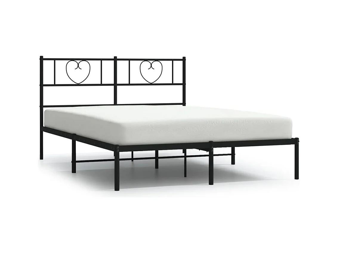 Lit double | Lit adulte | Cadre de lit métal avec tête de lit noir 140x190cm