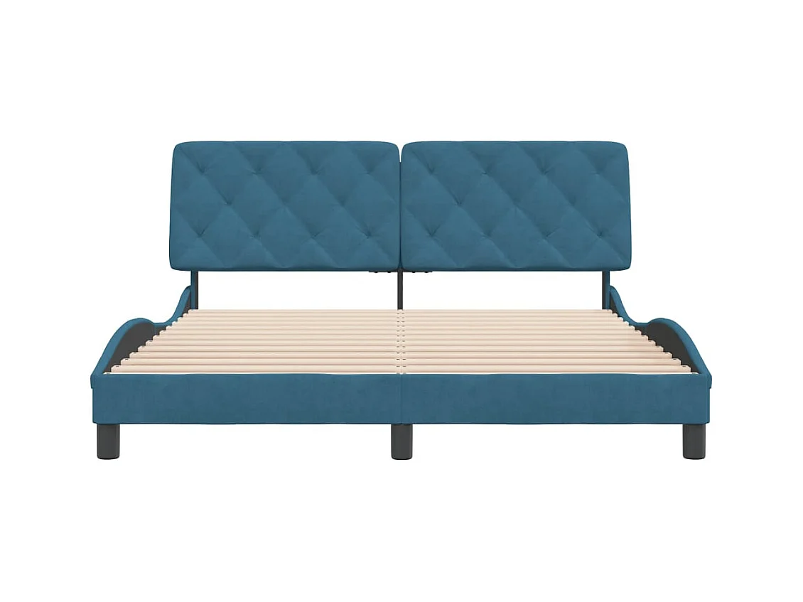 Lit double | Lit adulte | Cadre de lit bleu 160x200 cm velours