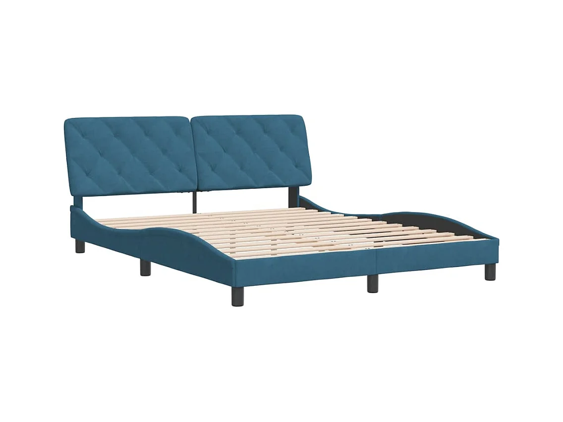 Lit double | Lit adulte | Cadre de lit bleu 160x200 cm velours