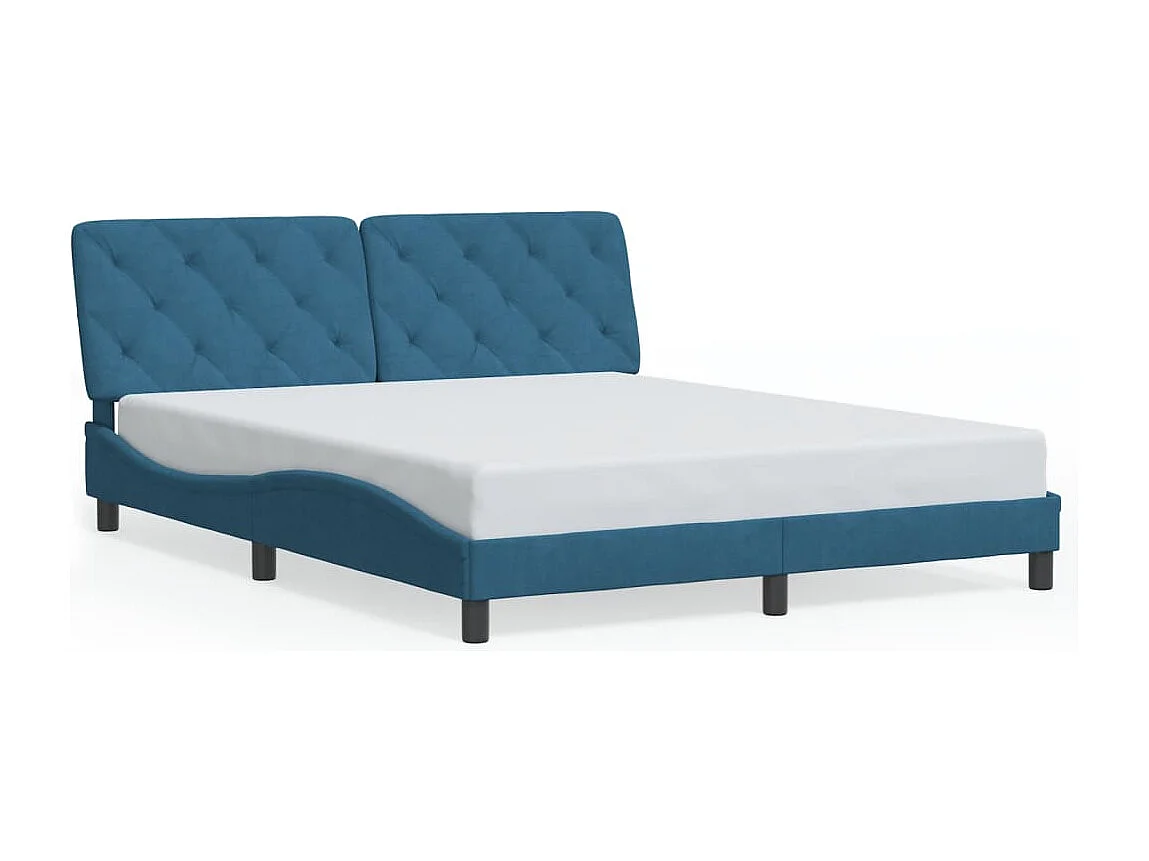 Lit double | Lit adulte | Cadre de lit bleu 160x200 cm velours