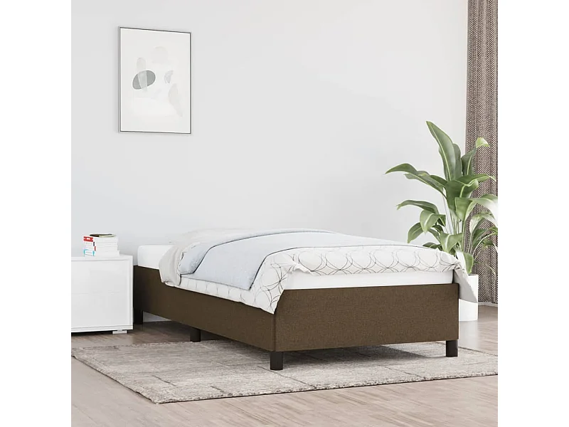 Lit simple | Lit adulte, enfant | Cadre de lit marron foncé 90x190 cm tissu