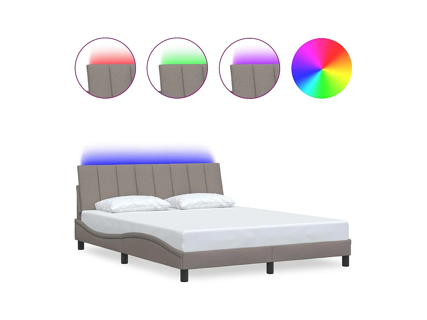 Lit double | Lit adulte | Cadre de lit taupe 160x200 cm tissu