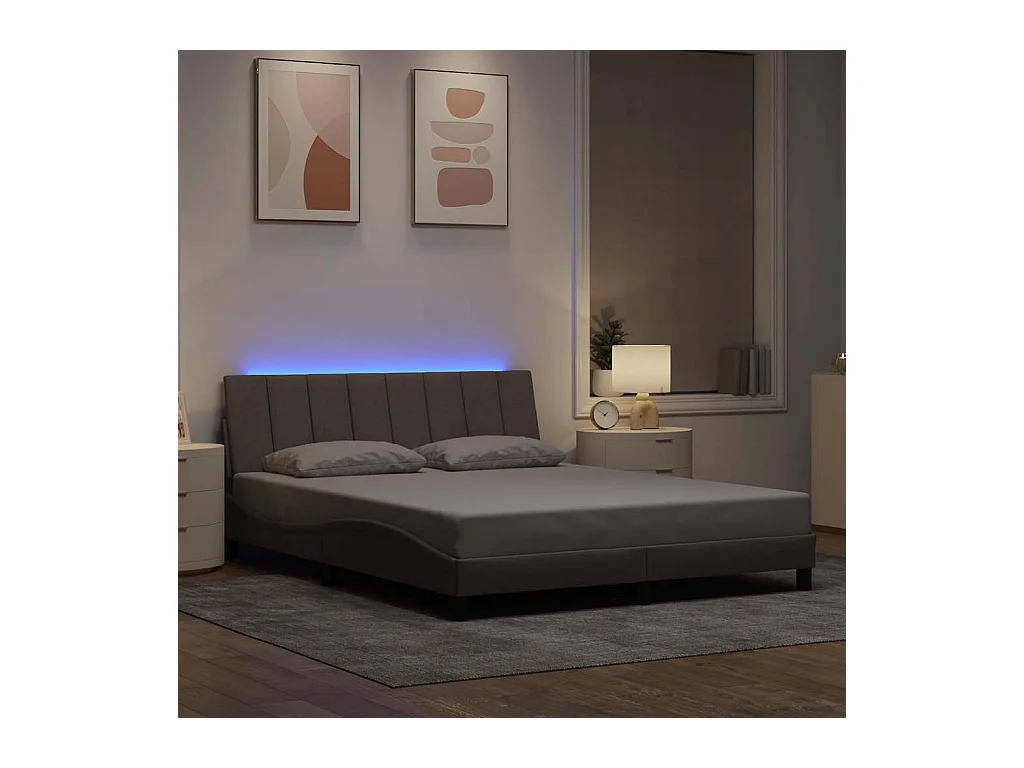 Lit double | Lit adulte | Cadre de lit taupe 160x200 cm tissu