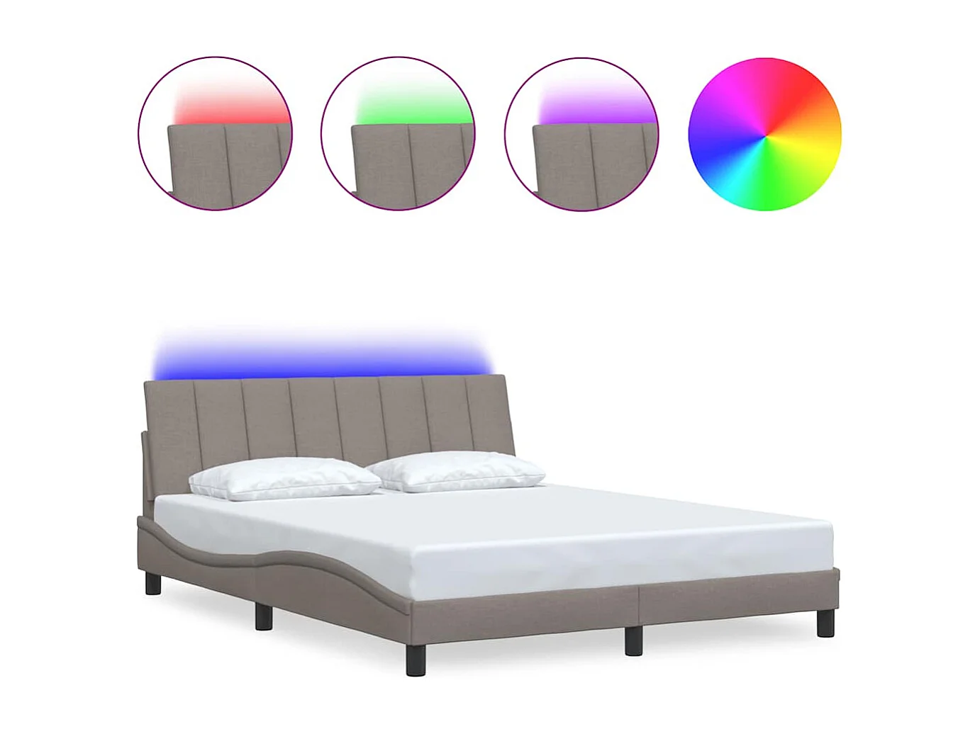 Lit double | Lit adulte | Cadre de lit taupe 160x200 cm tissu