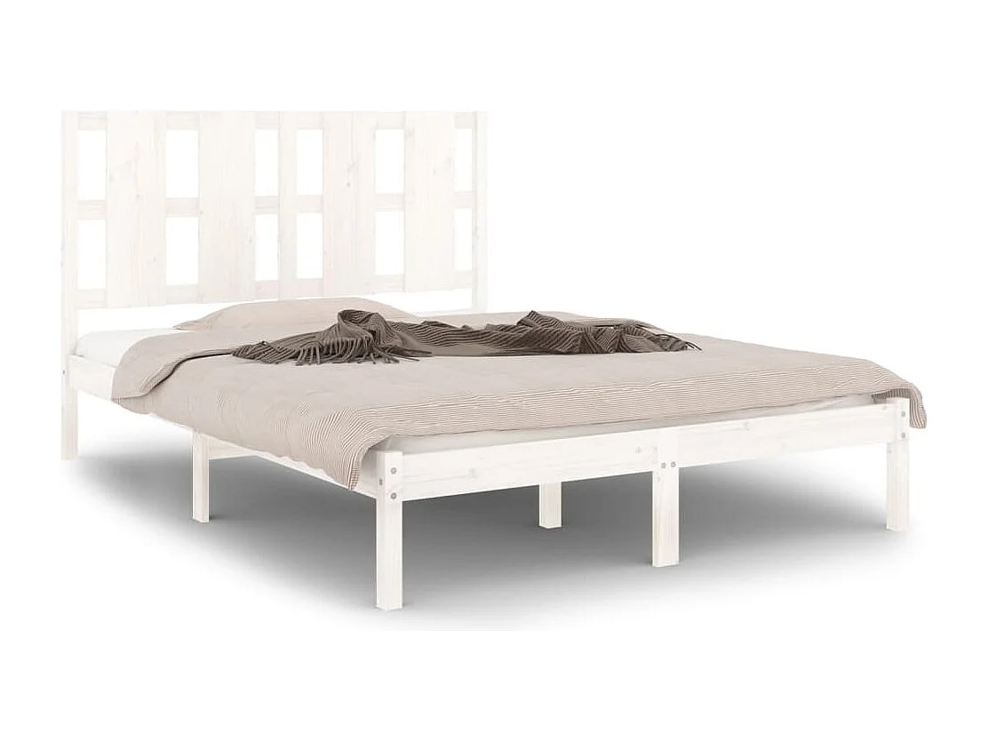 Lit double | Lit adulte | Cadre de lit blanc 140x200 cm bois de pin massif