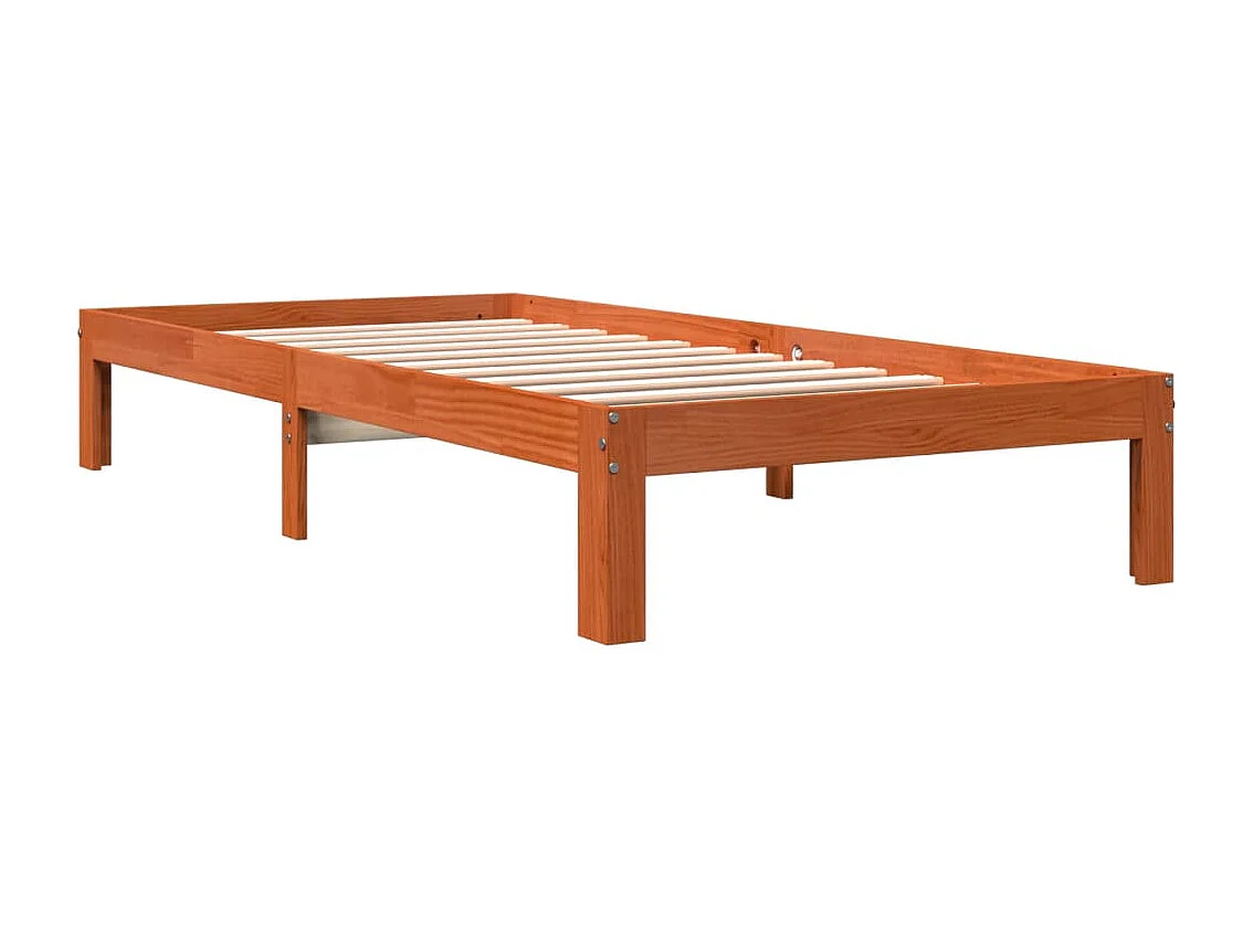 Lit simple | Lit adulte, enfant | Cadre de lit cire marron 90x190 cm bois pin massif