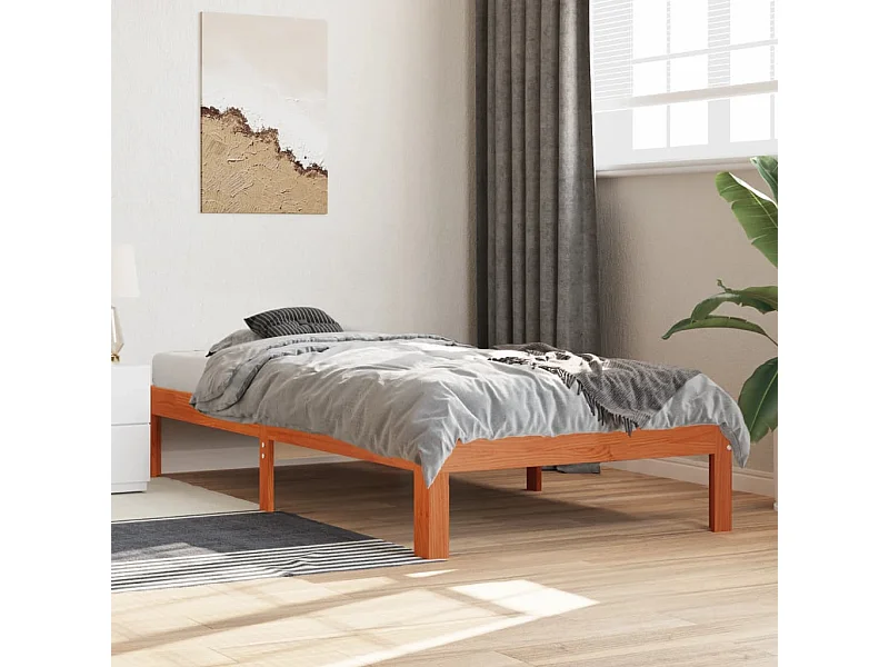 Lit simple | Lit adulte, enfant | Cadre de lit cire marron 90x190 cm bois pin massif