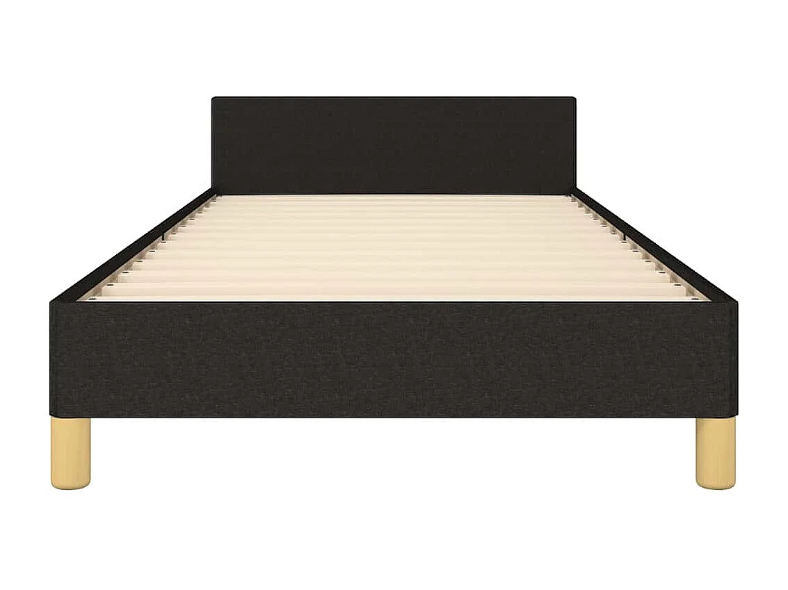 Lit simple | Lit adulte, enfant | Cadre de lit avec tête de lit noir 80x200 cm tissu