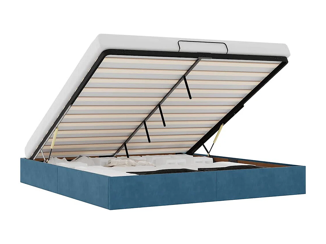 Lit double | Lit adulte | Cadre de lit ottoman bleu foncé 180x200 cm velours