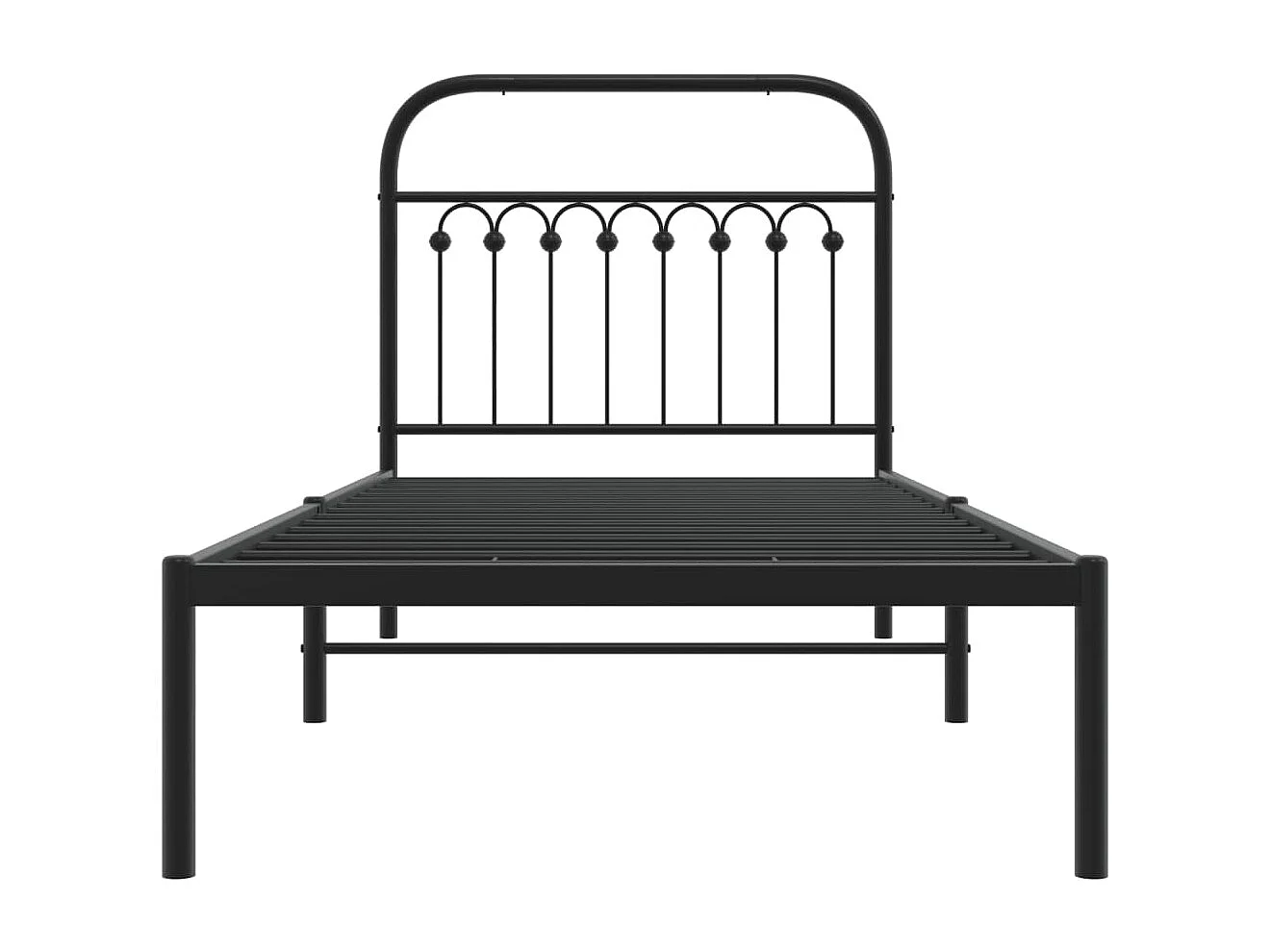 Lit simple | Lit adulte, enfant | Cadre de lit métal avec tête de lit noir 90x200 cm