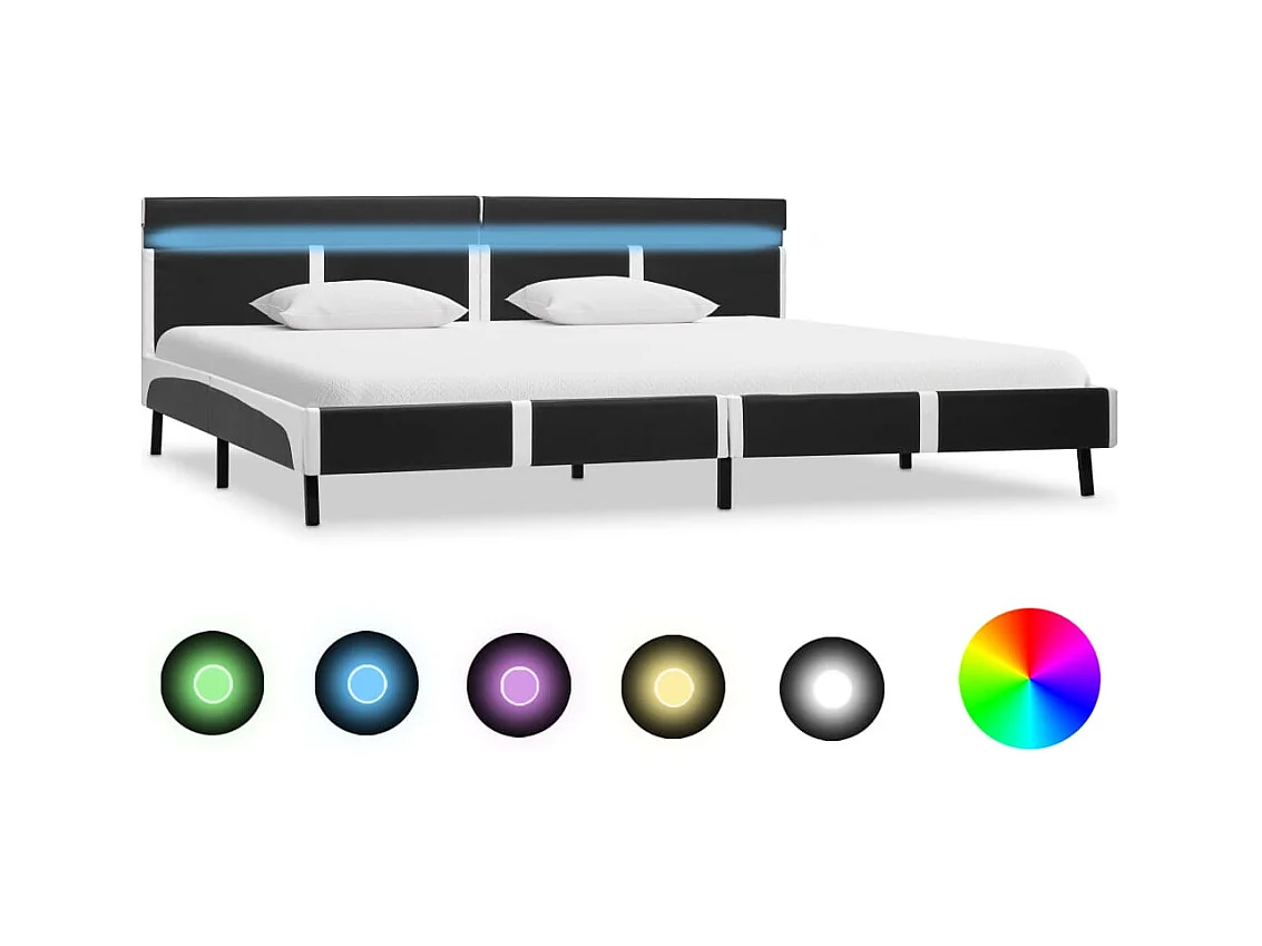 Letto per adulti | Letto matrimoniale | Giroletto con LED Grigio in Similpelle 180x200 cm