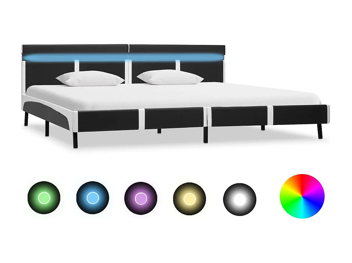 Letto per adulti | Letto matrimoniale | Giroletto con LED Grigio in Similpelle 180x200 cm