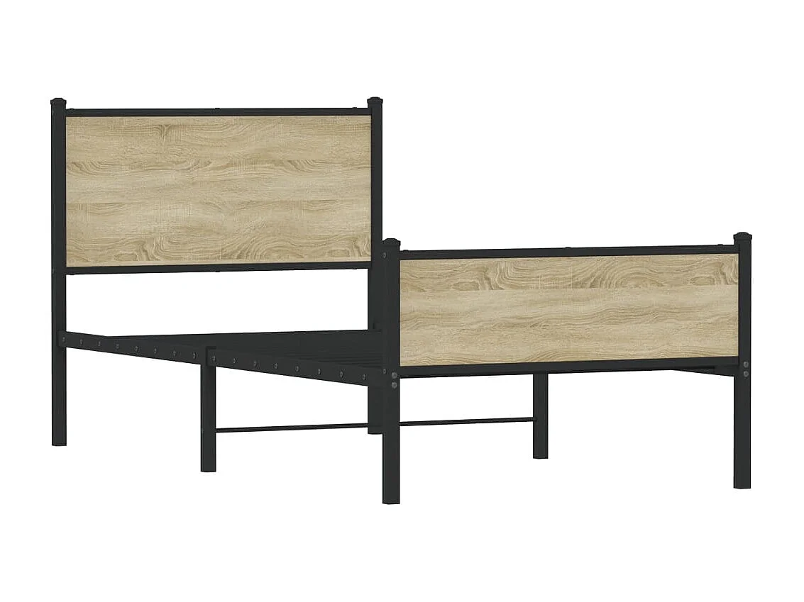 Letto per adulti | Letto singolo | Giroletto senza Materaso in Metallo Rovere Sonoma 100x190 cm