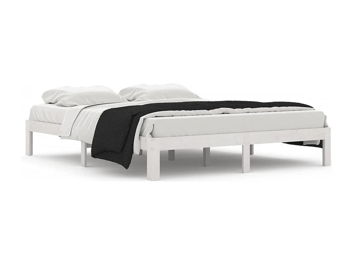 Lit double | Lit adulte | Cadre de lit blanc bois de pin massif 160x200 cm