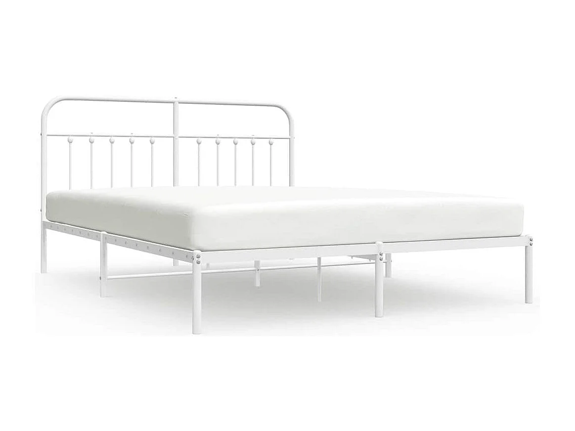 Lit double | Lit adulte | Cadre de lit métal et tête de lit blanc 183x213 cm