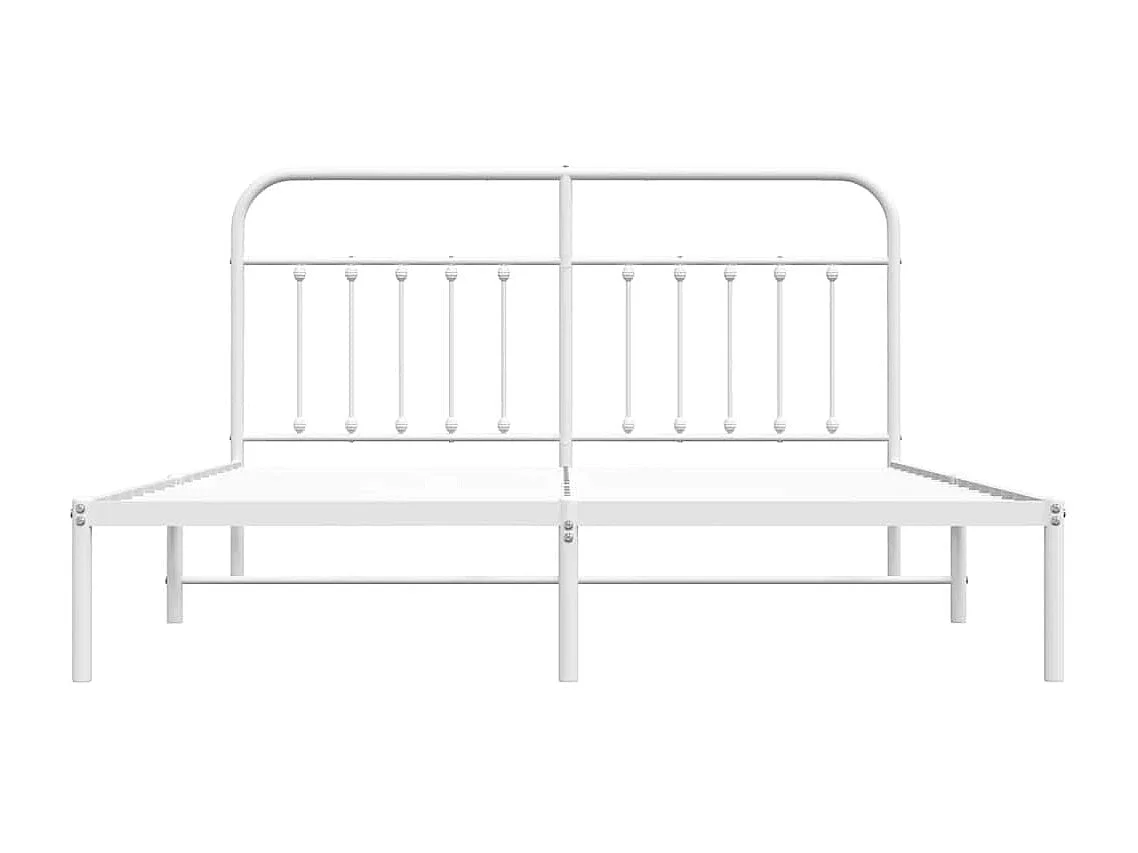 Lit double | Lit adulte | Cadre de lit métal et tête de lit blanc 183x213 cm