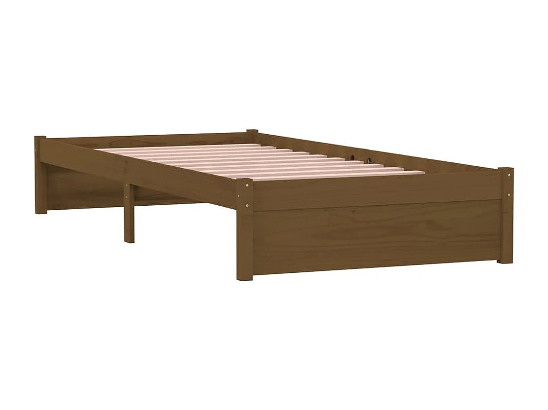 Lit simple | Lit adulte, enfant | Cadre de lit marron miel bois massif 90x200 cm