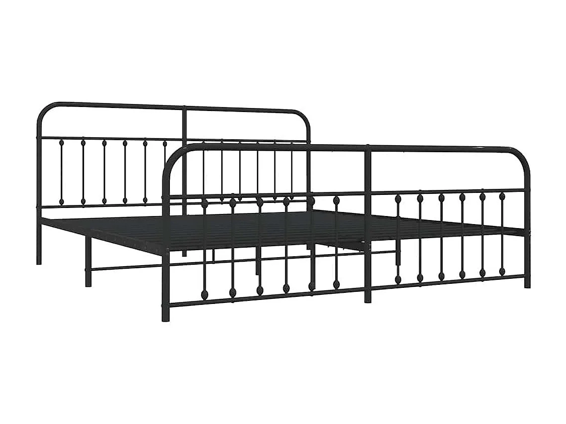 Lit double | Lit adulte | Cadre de lit métal avec pied de lit noir 193x203cm
