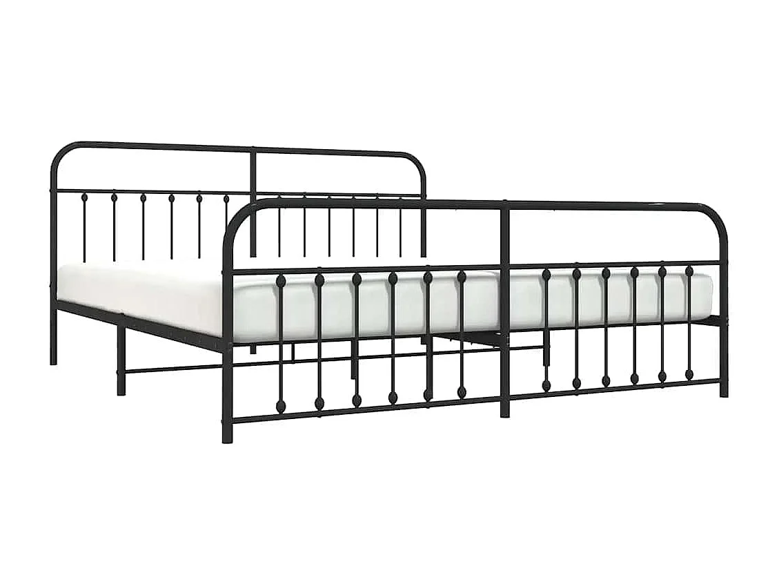 Lit double | Lit adulte | Cadre de lit métal avec pied de lit noir 193x203cm