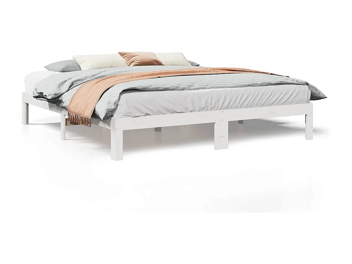Letto per adulti | Letto matrimoniale | Giroletto senza Materasso Bianco 160x200 cm Legno Massello Pino