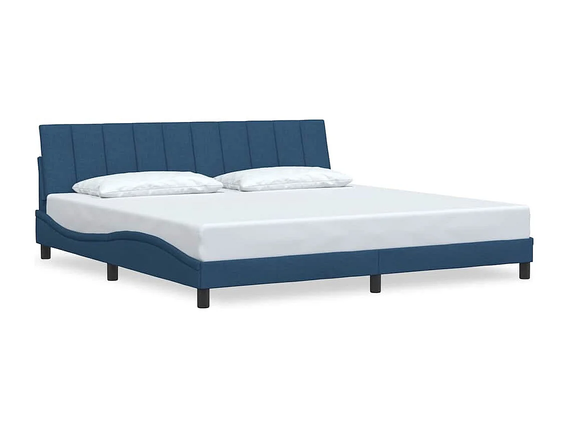 Letto per adulti | Letto matrimoniale | Giroletto senza Materasso Hanko Blu 200x200 cm in Tessuto
