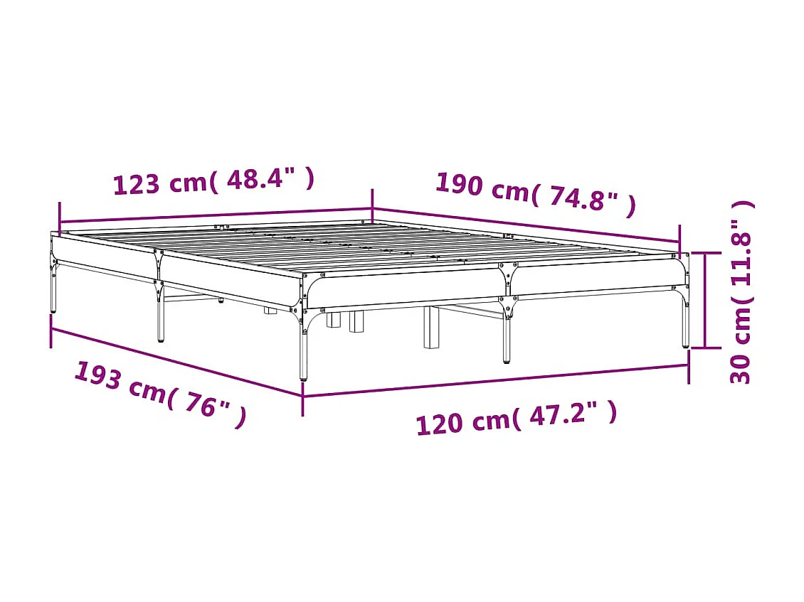 Lit simple | Lit adulte, enfant | Cadre de lit chêne sonoma 120x190 cm