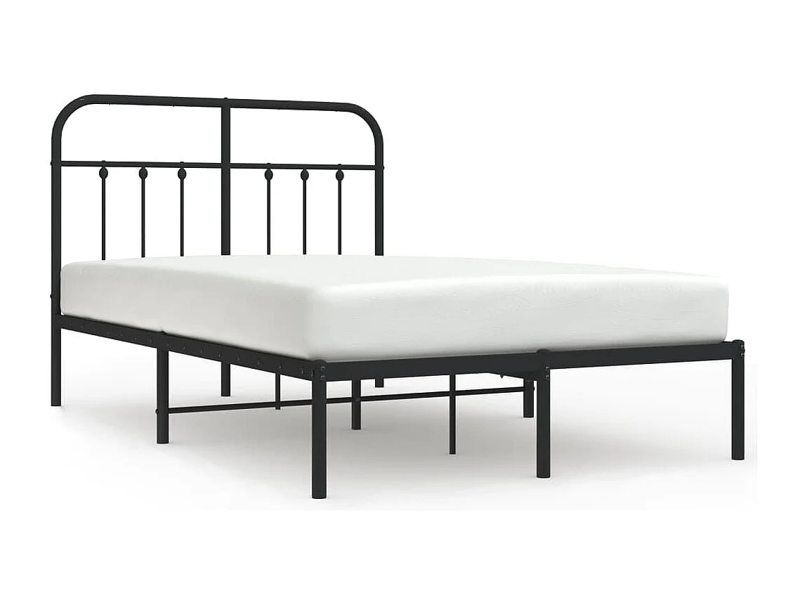 Lit simple | Lit adulte, enfant | Cadre de lit métal avec tête de lit noir 120x190cm