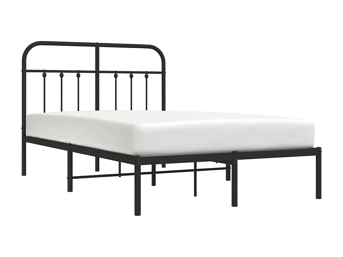 Lit simple | Lit adulte, enfant | Cadre de lit métal avec tête de lit noir 120x190cm