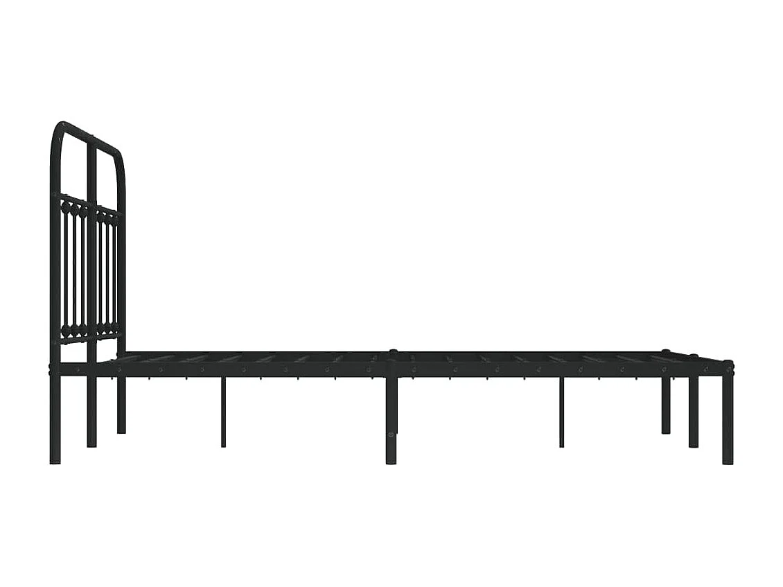 Lit simple | Lit adulte, enfant | Cadre de lit métal avec tête de lit noir 120x190cm
