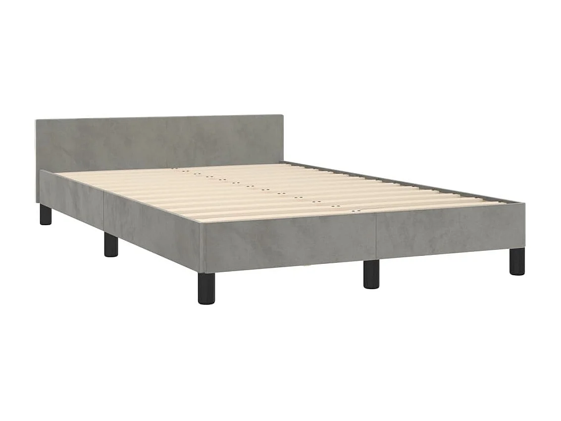 Lit simple | Lit adulte, enfant | Cadre de lit gris clair 120x190 cm velours