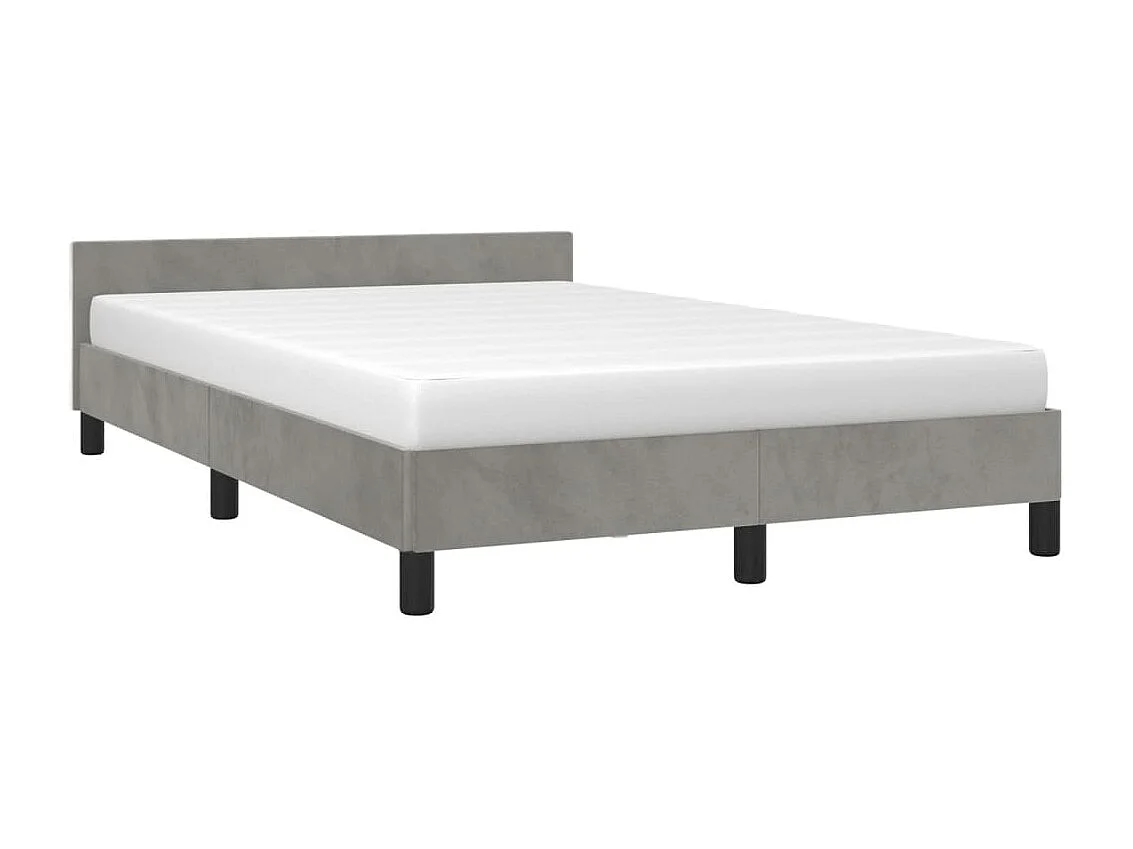 Lit simple | Lit adulte, enfant | Cadre de lit gris clair 120x190 cm velours