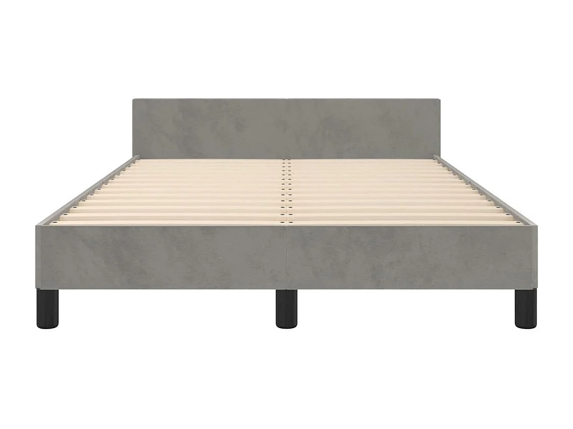 Lit simple | Lit adulte, enfant | Cadre de lit gris clair 120x190 cm velours