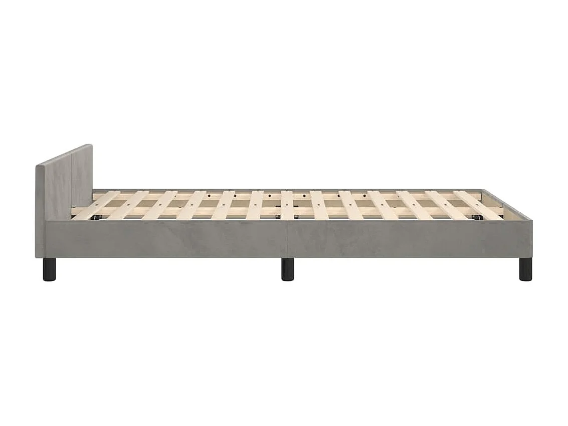 Lit simple | Lit adulte, enfant | Cadre de lit gris clair 120x190 cm velours