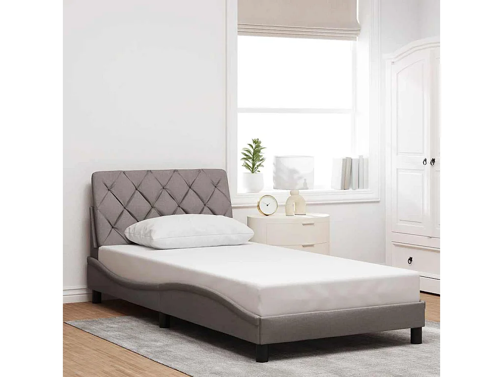 Letto per adulti | Letto singolo | Giroletto senza Materasso Tortora 100x200 cm in Tessuto