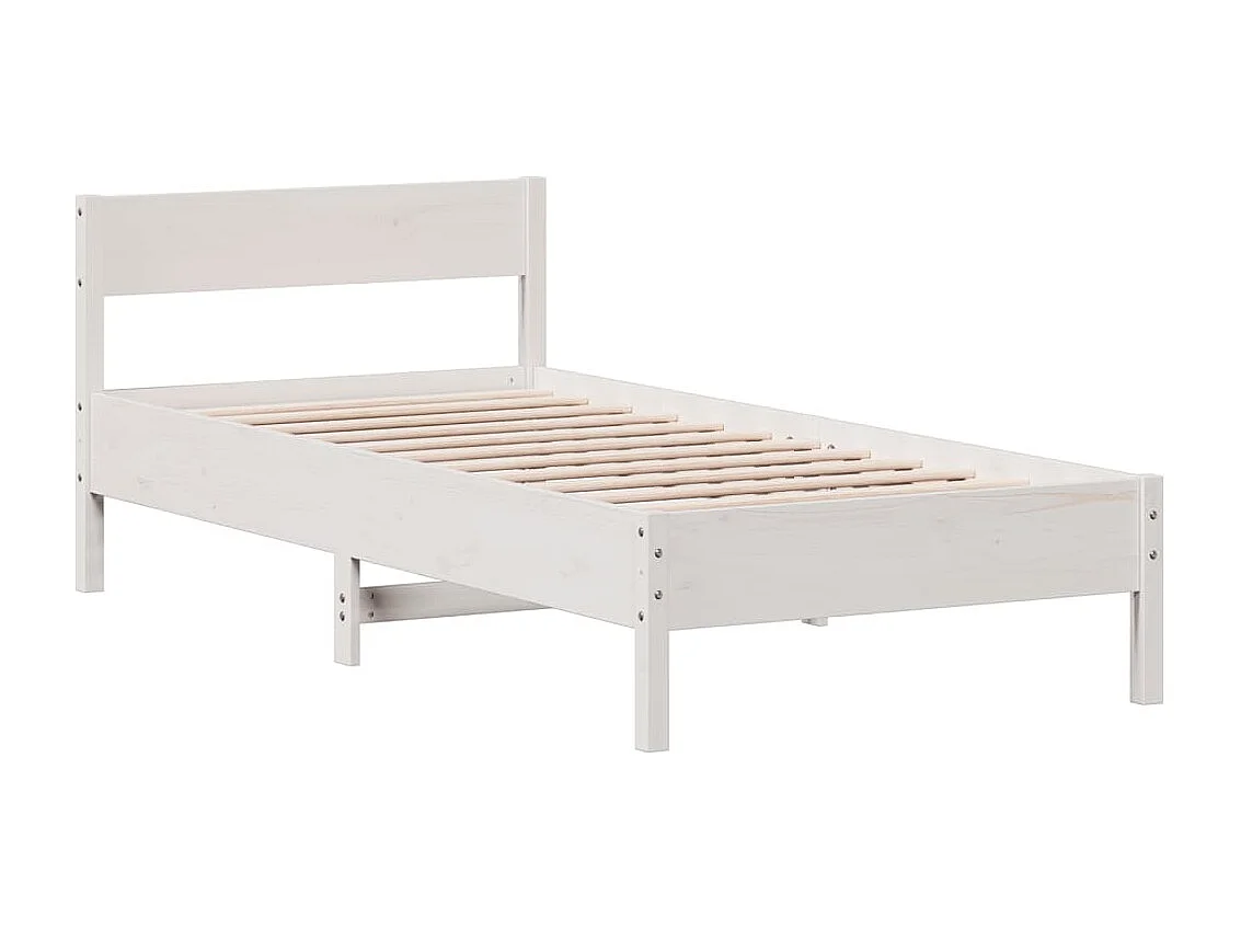 Lit simple | Lit adulte, enfant | Cadre de lit blanc 90x190 cm bois de pin massif