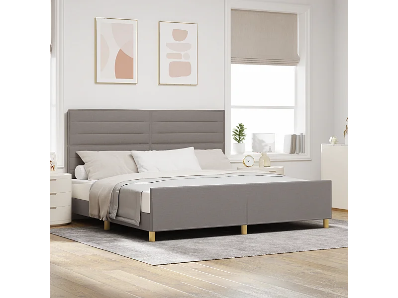 Lit double | Lit adulte | Cadre de lit avec tête de lit Taupe 200x200 cm tissu