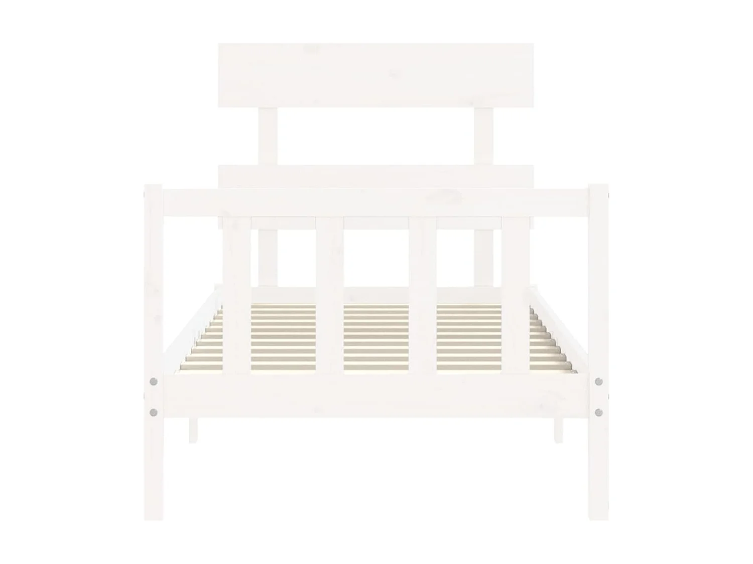 Lit simple | Lit adulte, enfant | Cadre de lit blanc bois de pin massif 90x190 cm